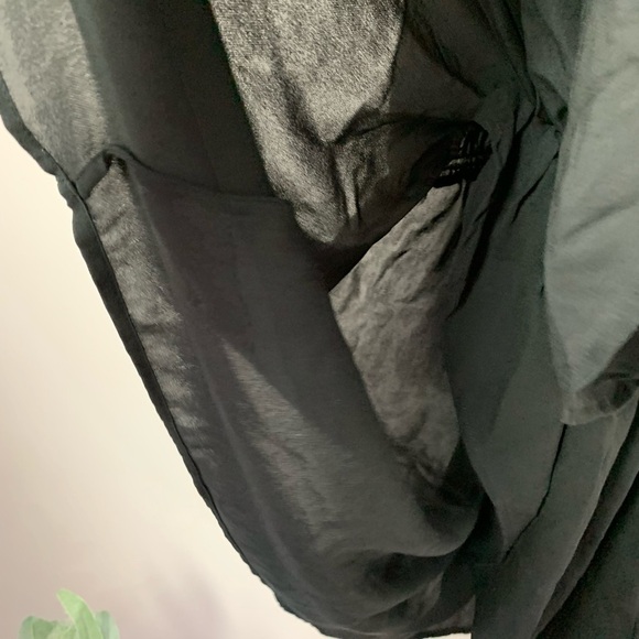 [Joie] Black 100% Silk Sleeveless Sheer Longline Tunic Tank Top - Picture 7 of 8